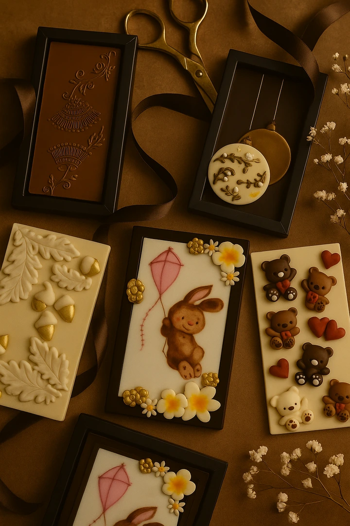 Handgefertigte Schokoladen-Postkarten - Süessi Grüessli - 2 Handgefertigte Schokoladen-Postkarten - Süessi Grüessli - 2